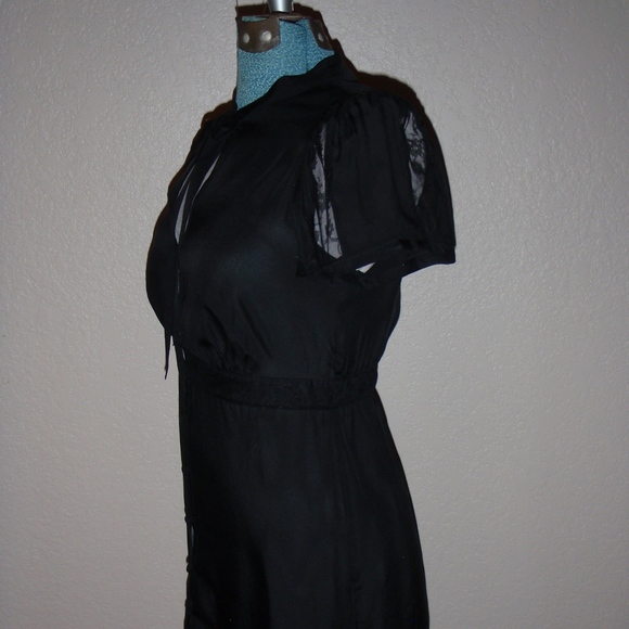 Silk & Lace Neck-tie Tunic or Mini Dress - Picture 5 of 6